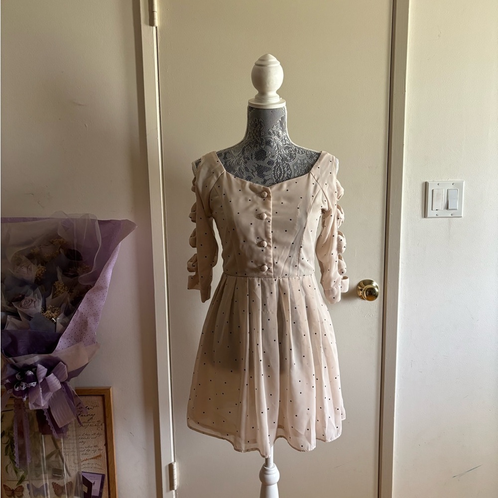Snidel cream polka dot dress